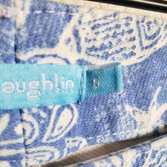 J.McLaughlin Lexi Jeans Floral Peacock Mini Buena Vista Print Blue/White Size 0 - Picture 3 of 12